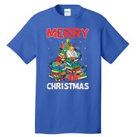 Christmas Tree Library Xmas Lights Tree Book Lover Librarian Gift Tall T-Shirt