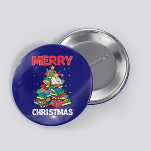 Christmas Tree Library Xmas Lights Tree Book Lover Librarian Gift Button