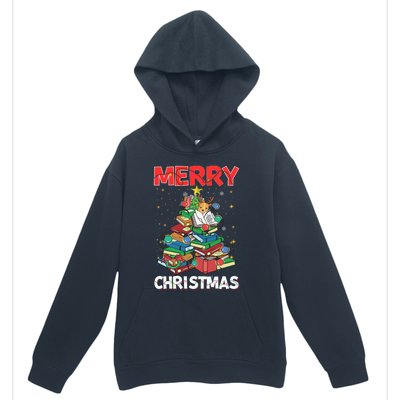 Christmas Tree Library Xmas Lights Tree Book Lover Librarian Gift Urban Pullover Hoodie