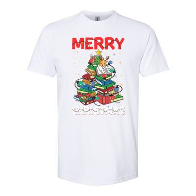 Christmas Tree Library Xmas Lights Tree Book Lover Librarian Gift Softstyle CVC T-Shirt