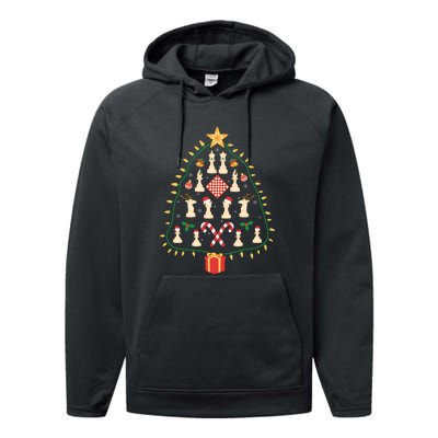 Christmas Chess Tree Light Santa Hat Funny Xmas Sport Holiday Performance Fleece Hoodie