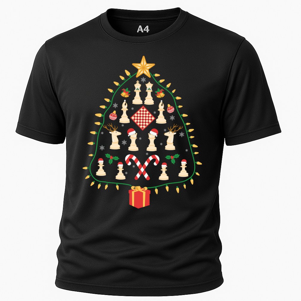 Christmas Chess Tree Light Santa Hat Funny Xmas Sport Holiday Performance Shirt