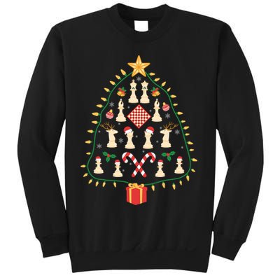 Christmas Chess Tree Light Santa Hat Funny Xmas Sport Holiday Sweatshirt