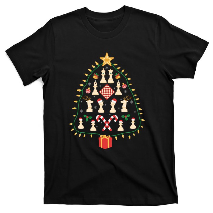 Christmas Chess Tree Light Santa Hat Funny Xmas Sport Holiday T-Shirt