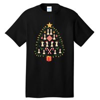 Christmas Chess Tree Light Santa Hat Funny Xmas Sport Holiday Tall T-Shirt