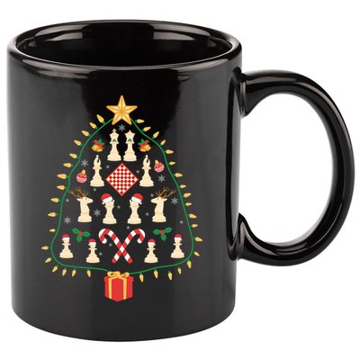 Christmas Chess Tree Light Santa Hat Funny Xmas Sport Holiday 11oz C Handle Ceramic Mug