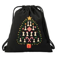 Christmas Chess Tree Light Santa Hat Funny Xmas Sport Holiday Drawstring Bag