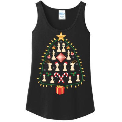 Christmas Chess Tree Light Santa Hat Funny Xmas Sport Holiday Ladies Essential Tank