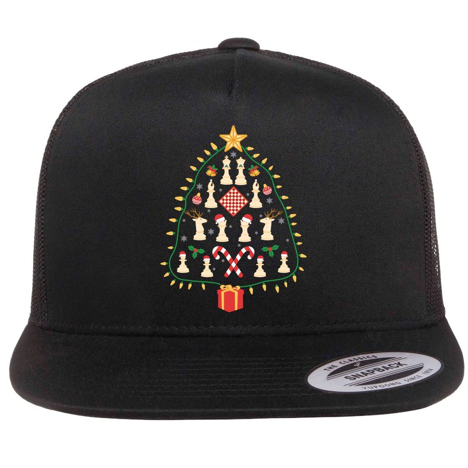 Christmas Chess Tree Light Santa Hat Funny Xmas Sport Holiday Flat Bill Trucker Hat