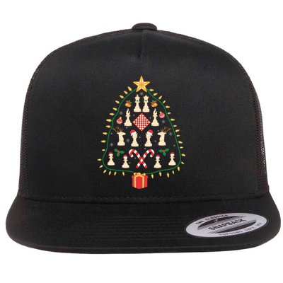 Christmas Chess Tree Light Santa Hat Funny Xmas Sport Holiday Flat Bill Trucker Hat