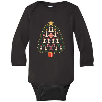 Christmas Chess Tree Light Santa Hat Funny Xmas Sport Holiday Baby Long Sleeve Bodysuit