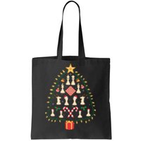 Christmas Chess Tree Light Santa Hat Funny Xmas Sport Holiday Tote Bag