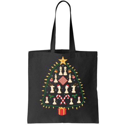 Christmas Chess Tree Light Santa Hat Funny Xmas Sport Holiday Tote Bag