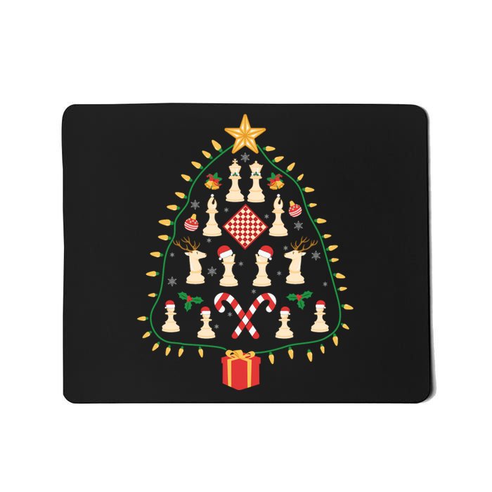 Christmas Chess Tree Light Santa Hat Funny Xmas Sport Holiday Mousepad