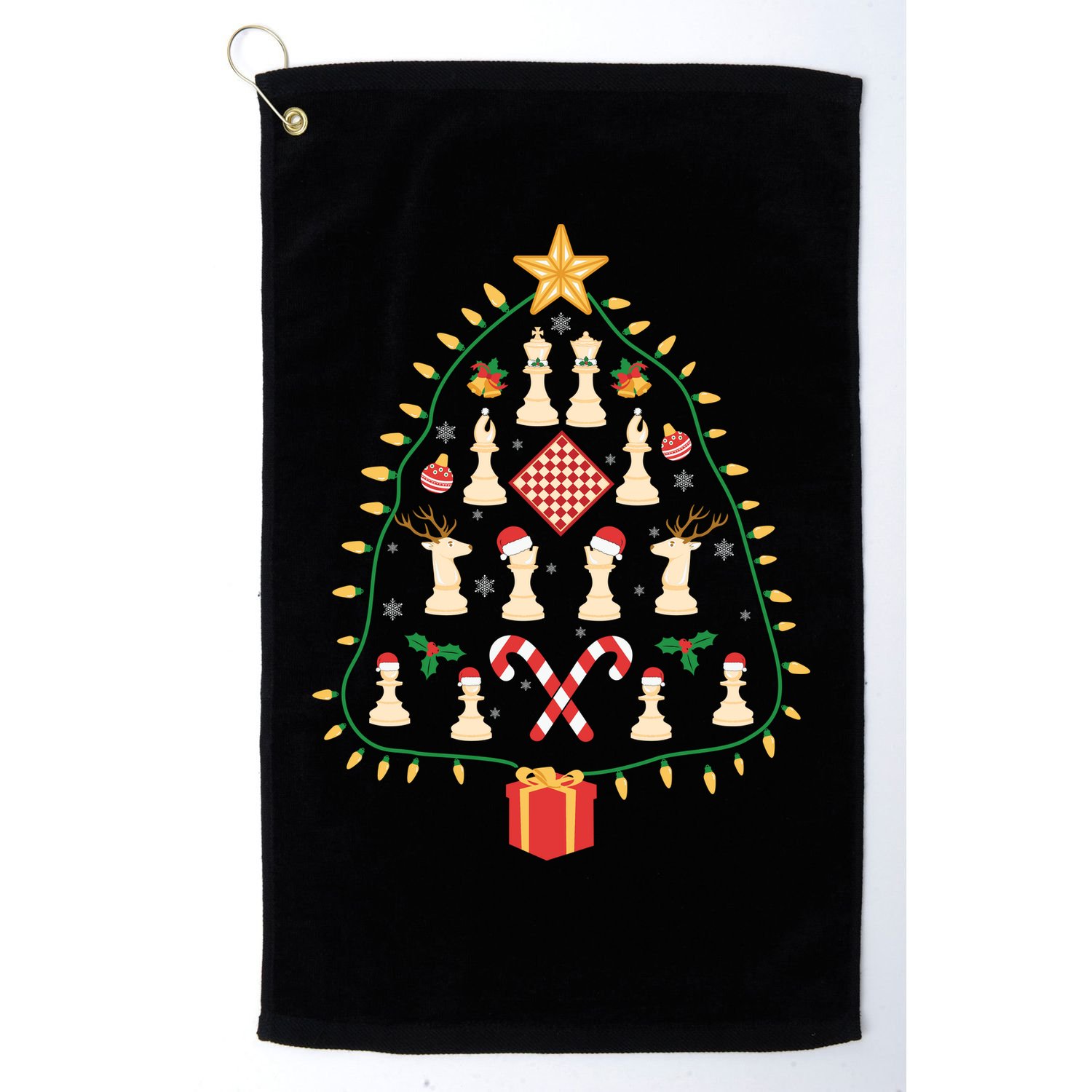Christmas Chess Tree Light Santa Hat Funny Xmas Sport Holiday Golf Towel
