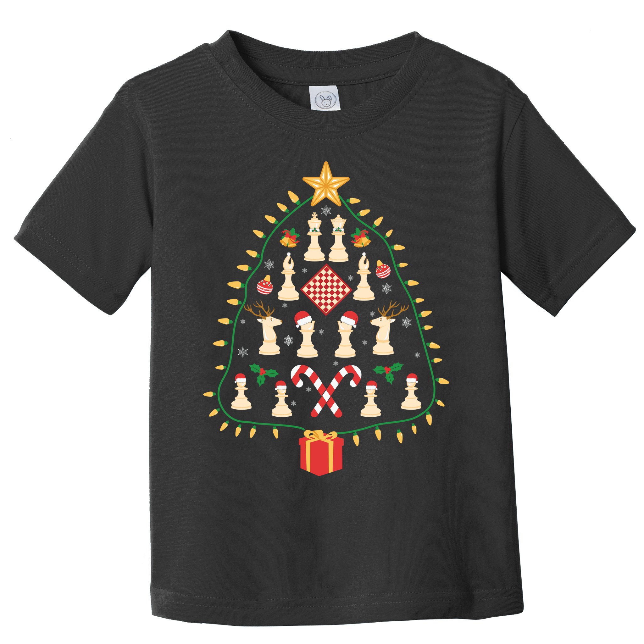 Christmas Chess Tree Light Santa Hat Funny Xmas Sport Holiday Toddler T-Shirt