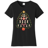 Christmas Chess Tree Light Santa Hat Funny Xmas Sport Holiday Women's T-Shirt