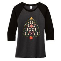 Christmas Chess Tree Light Santa Hat Funny Xmas Sport Holiday Women's Tri-Blend 3/4-Sleeve Raglan Shirt