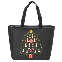 Christmas Chess Tree Light Santa Hat Funny Xmas Sport Holiday Zip Tote Bag