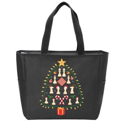 Christmas Chess Tree Light Santa Hat Funny Xmas Sport Holiday Zip Tote Bag