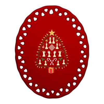 Christmas Chess Tree Light Santa Hat Funny Xmas Sport Holiday Ceramic Oval Ornament