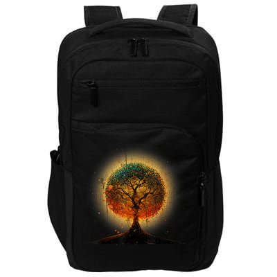 Colorful Tree Life Is Really Good Tree Art Earth Day Retro Impact Tech Backpack