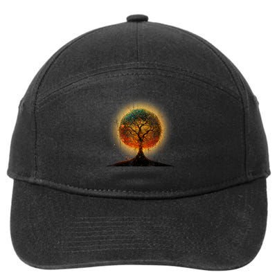 Colorful Tree Life Is Really Good Tree Art Earth Day Retro 7-Panel Snapback Hat