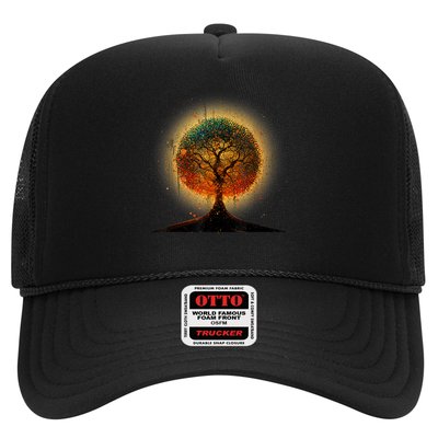 Colorful Tree Life Is Really Good Tree Art Earth Day Retro Trucker Hat