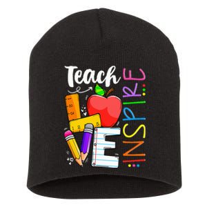 Cute Teach Love And Inspire Teacher Short Acrylic Beanie