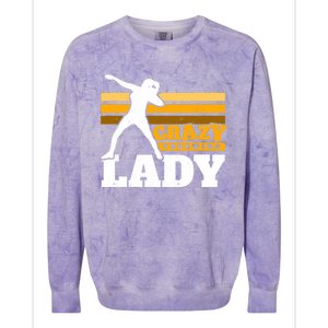 Crazy Throwing Lady Shot Putter Thrower Wo Shot Put Colorblast Crewneck Sweatshirt