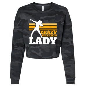 Crazy Throwing Lady Shot Putter Thrower Wo Shot Put Cropped Pullover Crew