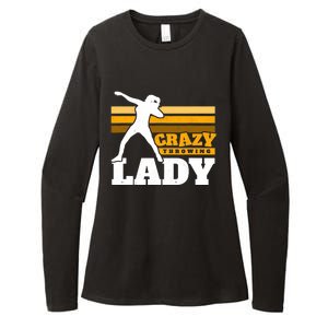 Crazy Throwing Lady Shot Putter Thrower Wo Shot Put Womens CVC Long Sleeve Shirt