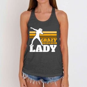 Crazy Throwing Lady Shot Putter Thrower Wo Shot Put Women's Knotted Racerback Tank