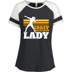 Crazy Throwing Lady Shot Putter Thrower Wo Shot Put Enza Ladies Jersey Colorblock Tee