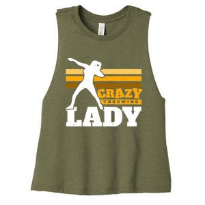 Crazy Throwing Lady Shot Putter Thrower Wo Shot Put Women's Racerback Cropped Tank