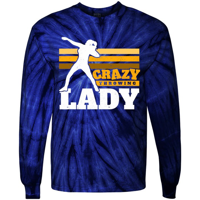 Crazy Throwing Lady Shot Putter Thrower Wo Shot Put Tie-Dye Long Sleeve Shirt