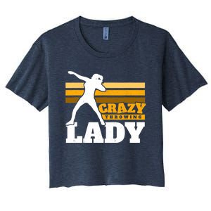 Crazy Throwing Lady Shot Putter Thrower Wo Shot Put Women's Crop Top Tee