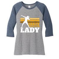 Crazy Throwing Lady Shot Putter Thrower Wo Shot Put Women's Tri-Blend 3/4-Sleeve Raglan Shirt