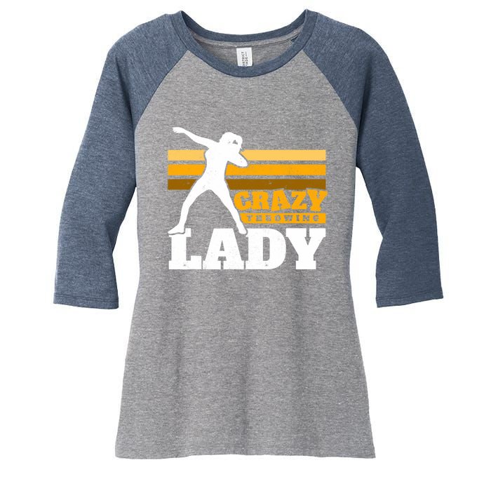 Crazy Throwing Lady Shot Putter Thrower Wo Shot Put Women's Tri-Blend 3/4-Sleeve Raglan Shirt