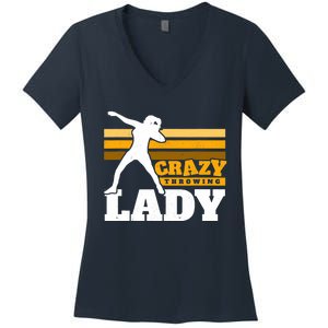 Crazy Throwing Lady Shot Putter Thrower Wo Shot Put Women's V-Neck T-Shirt