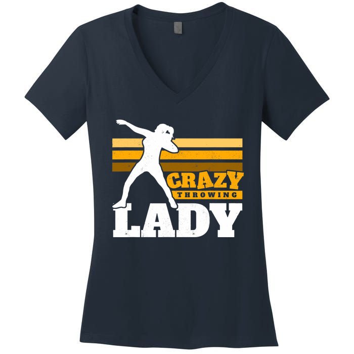 Crazy Throwing Lady Shot Putter Thrower Wo Shot Put Women's V-Neck T-Shirt