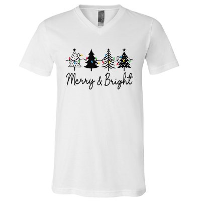 Christmas Trees Light Merry And Bright Tank Top V-Neck T-Shirt