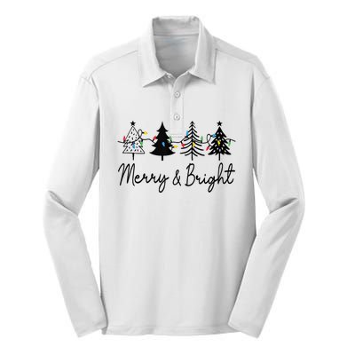 Christmas Trees Light Merry And Bright Tank Top Silk Touch Performance Long Sleeve Polo