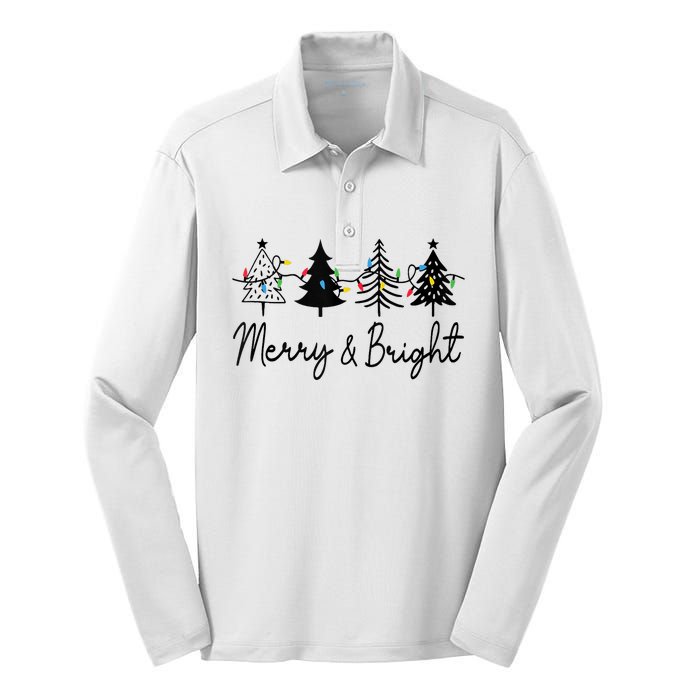 Christmas Trees Light Merry And Bright Tank Top Silk Touch Performance Long Sleeve Polo