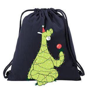 Christmas Tree Llama Drawstring Bag