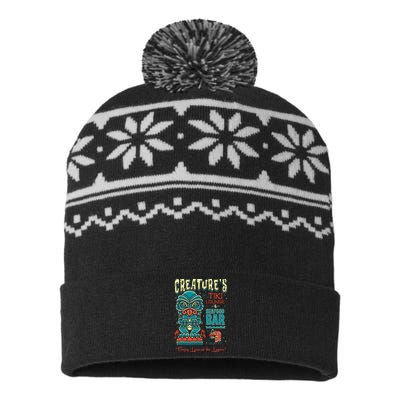 Creature Tiki Lounge Lagoon Retro Hawaii Surf Vacation USA-Made Snowflake Beanie