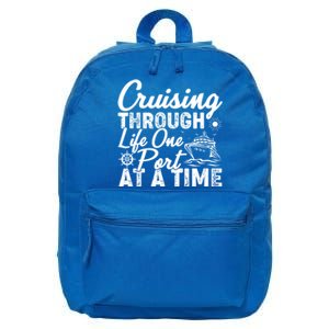 Cruising Through Life One Port At A Time Cruise Vacation Gift 16 in Basic Backpack