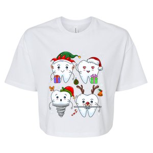 Christmas Tooth Love Dental Hygiene Santa Reindeer Xmas Snow Funny Gift Bella+Canvas Jersey Crop Tee