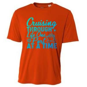 Cruising Through Life One Port At A Time Cruise Vacation Gift Cooling Performance Crew T-Shirt