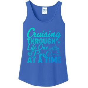 Cruising Through Life One Port At A Time Cruise Vacation Gift Ladies Essential Tank